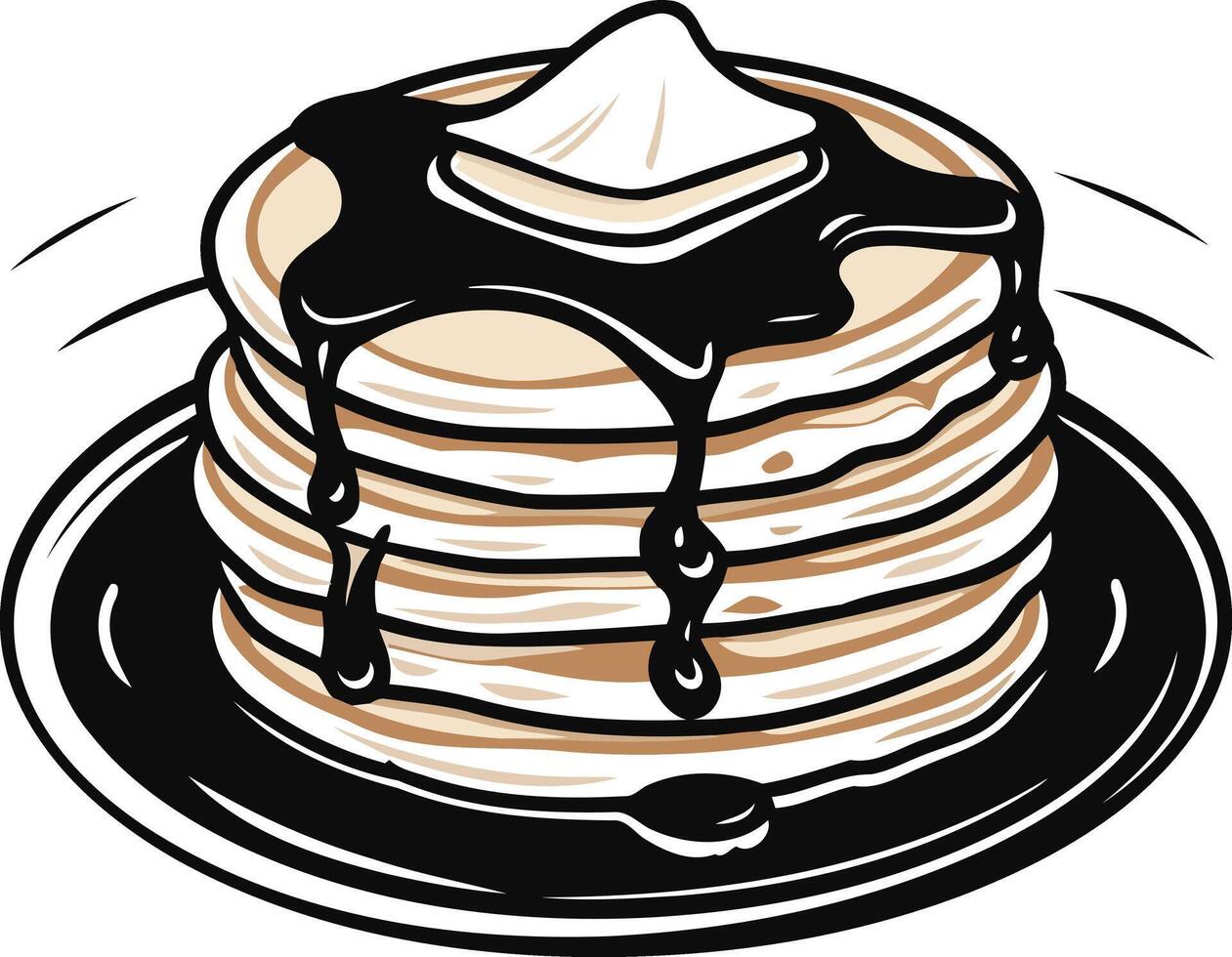 Delicious Stack of Pancakes with Syrup and Butter vector