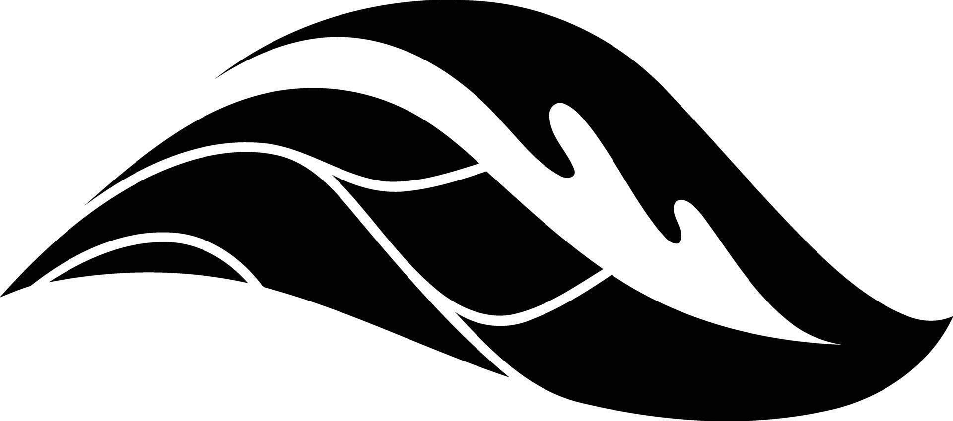 A sleek, minimalist black and white leaf design vector
