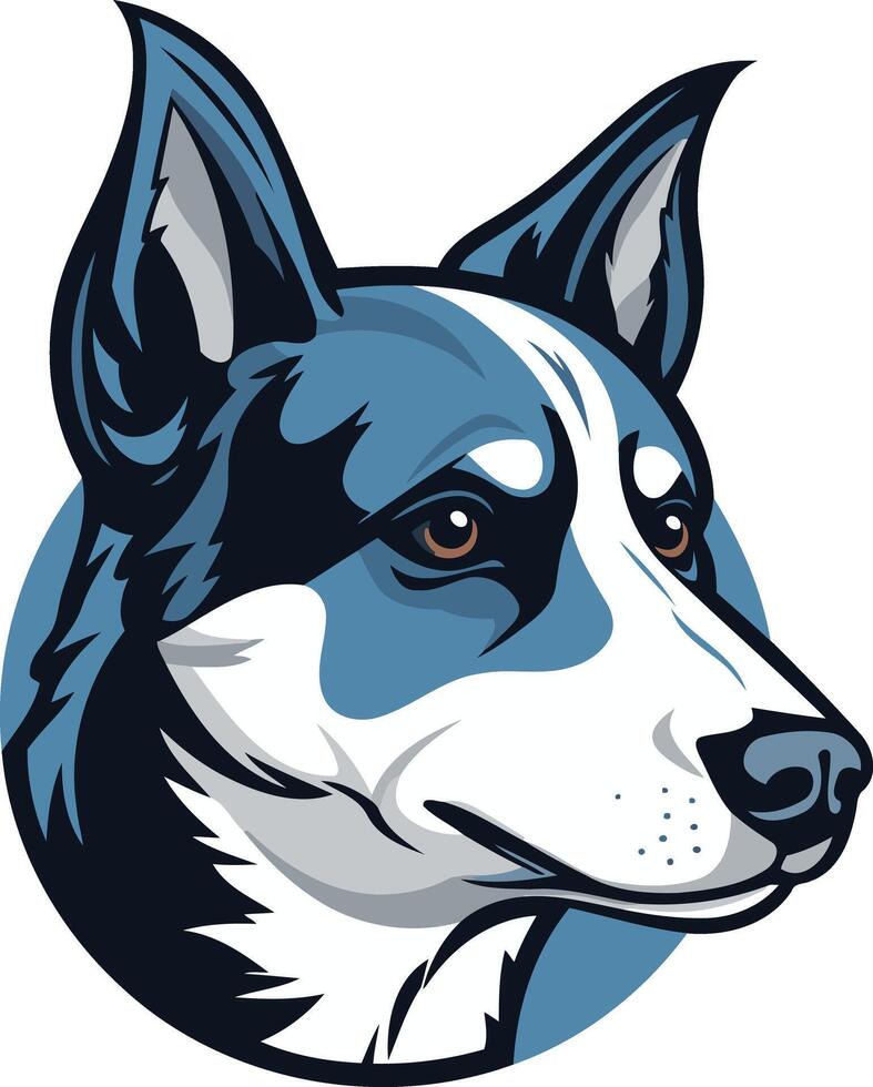 Blue and White Dog Portrait vector