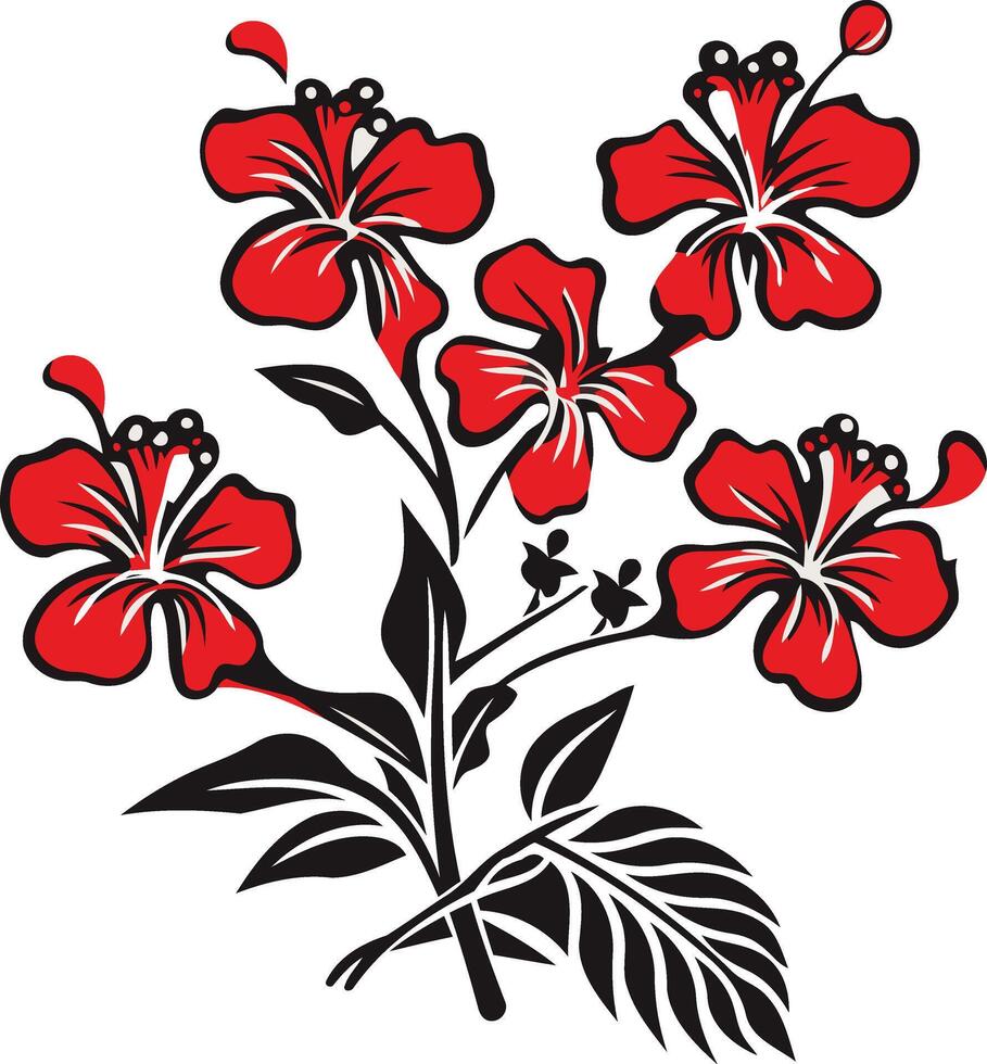 Stylized Red Hibiscus Floral Design vector