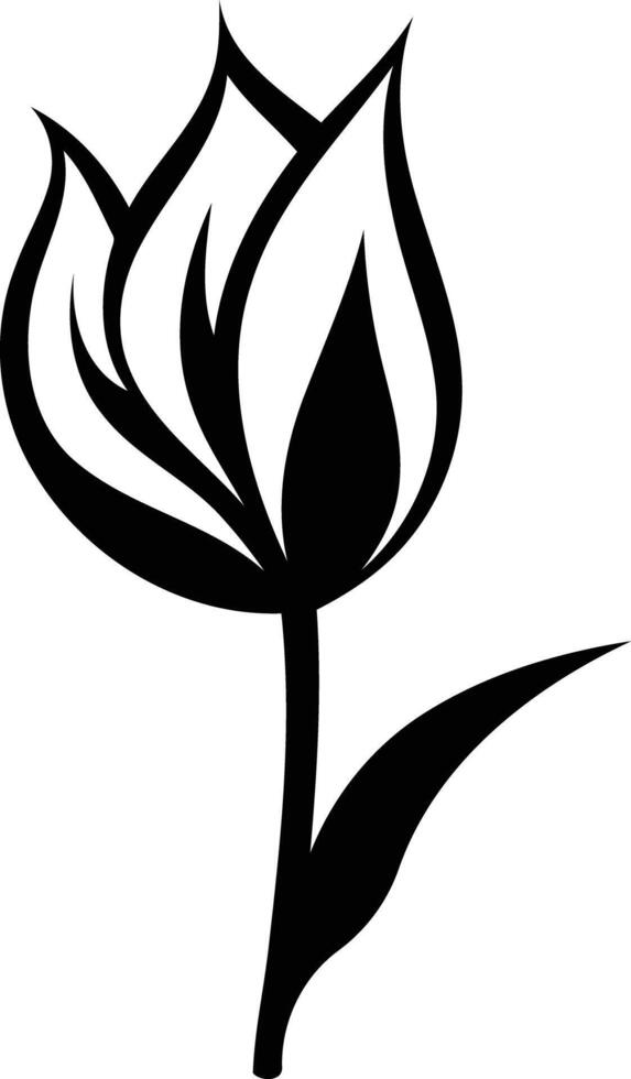 Simple yet elegant black and white silhouette of a tulip vector