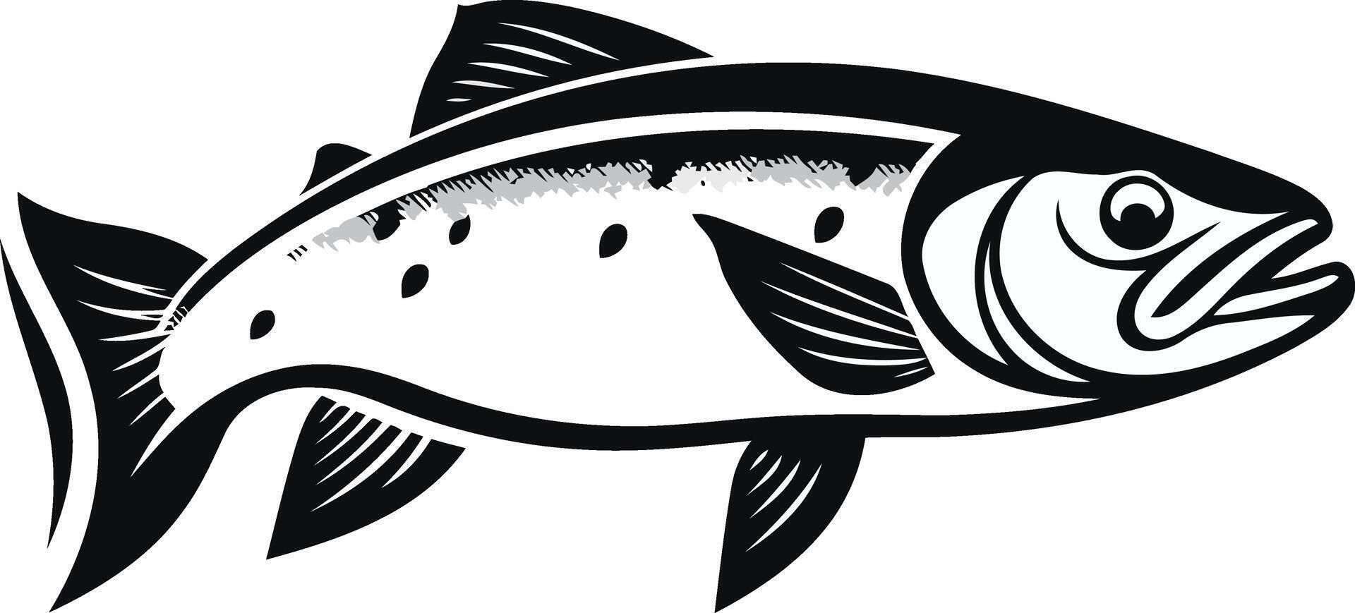 Black and White Illustration of a Fish vector
