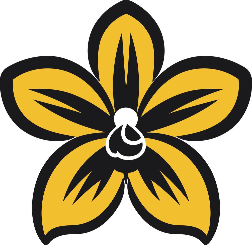Stylized Yellow Flower with Black Outline vector