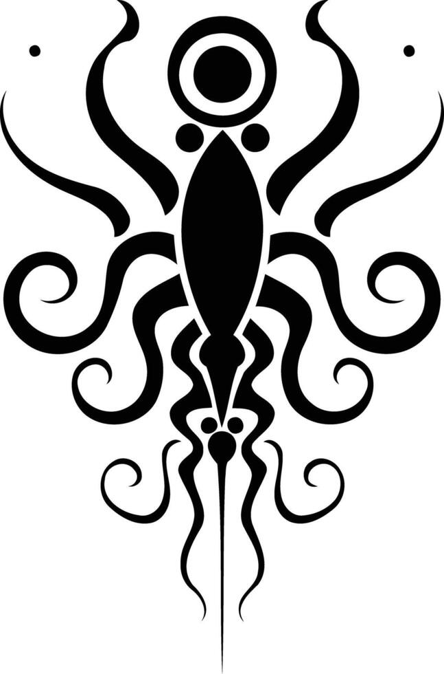 Stylized black and white octopus tattoo design, perfect for adding a touch of ocean mystery to any project vector