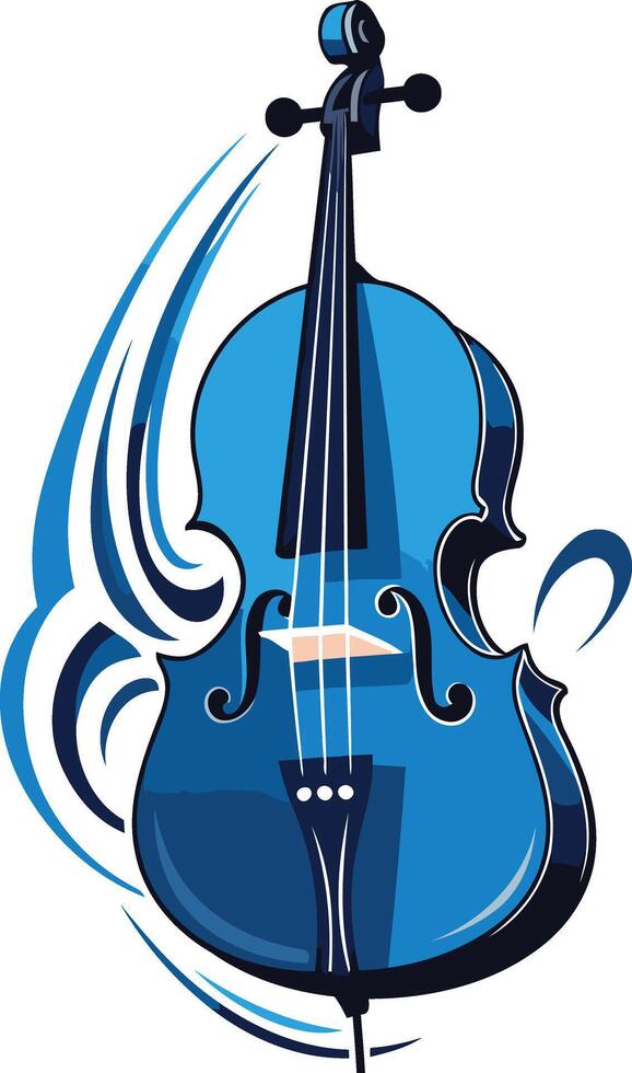 Blue Cello with Swirling Design vector