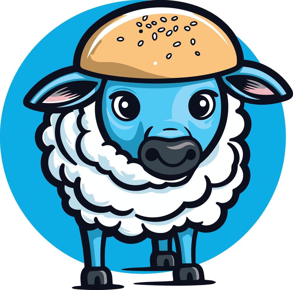 Blue Sheep Wearing a Bun vector