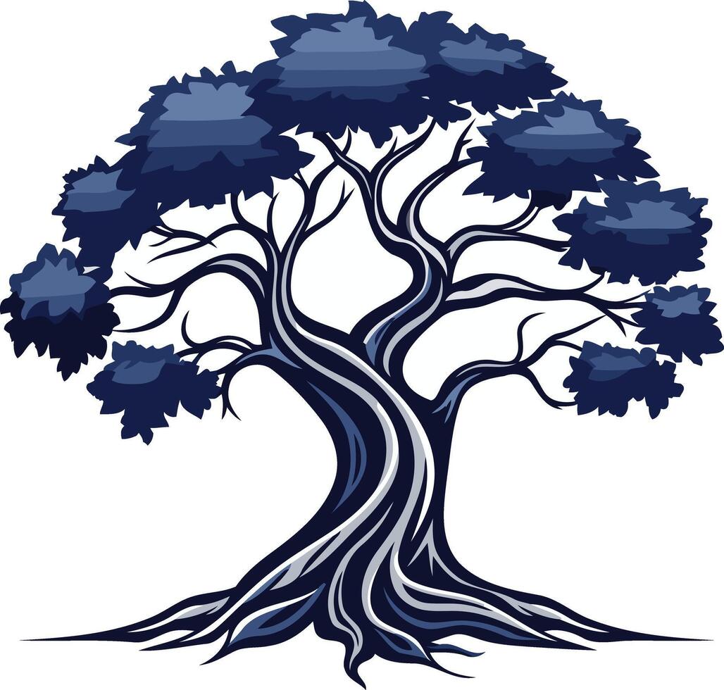 Blue Tree with Deep Roots Illustration vector