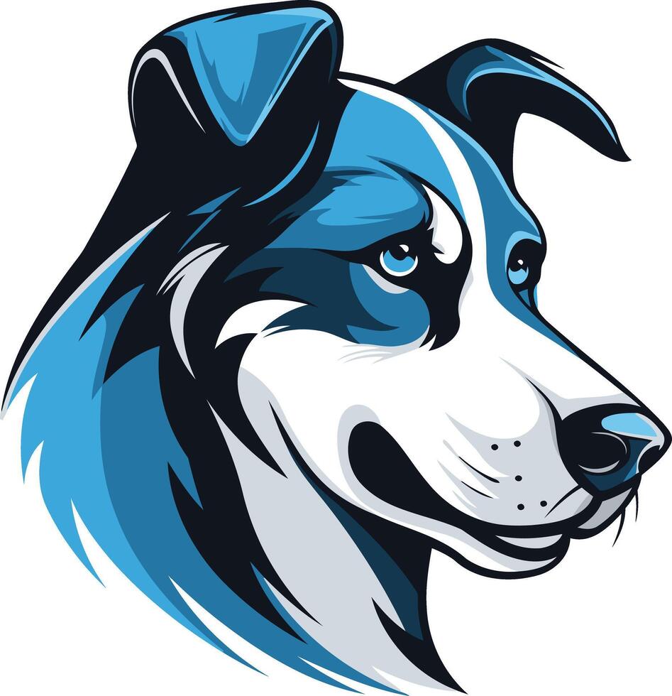 Blue and White Husky Portrait vector