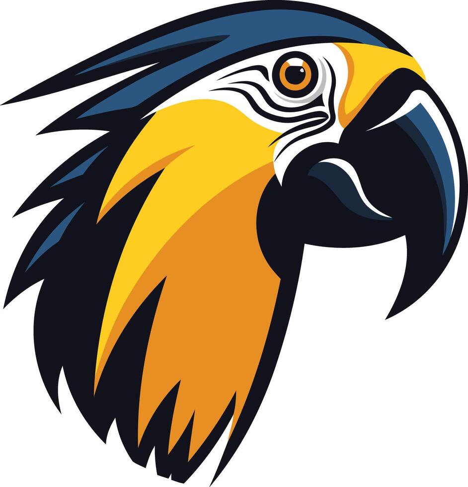 Blue and Yellow Parrot Head Illustration vector