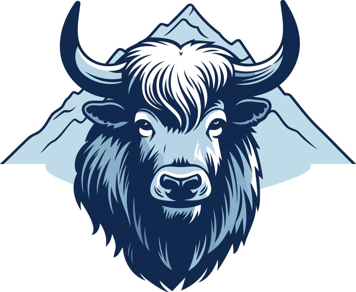 Majestic Yak Portrait with Mountain Background vector