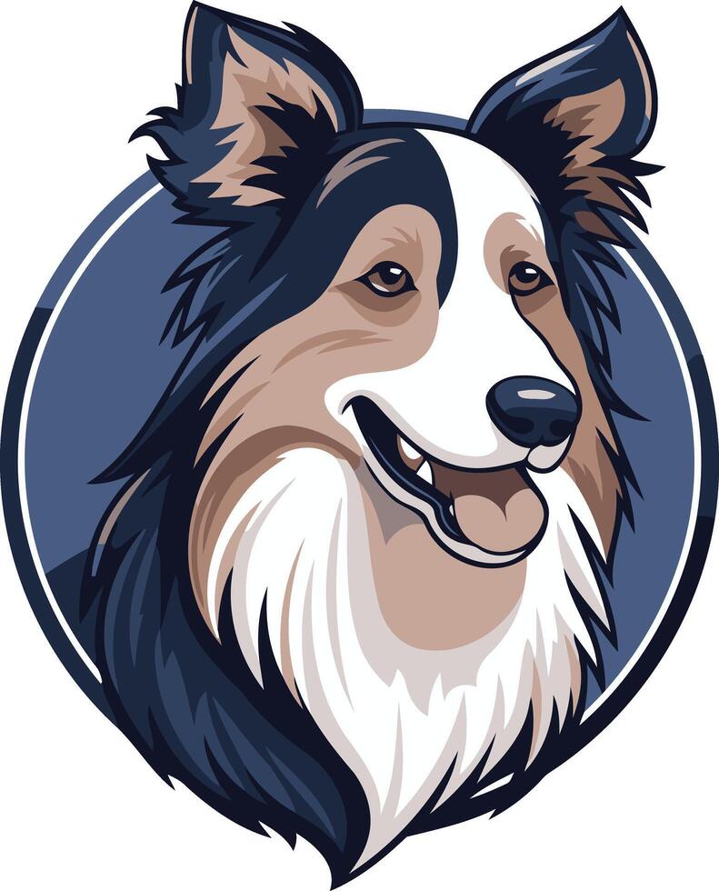 Smiling Border Collie Portrait vector