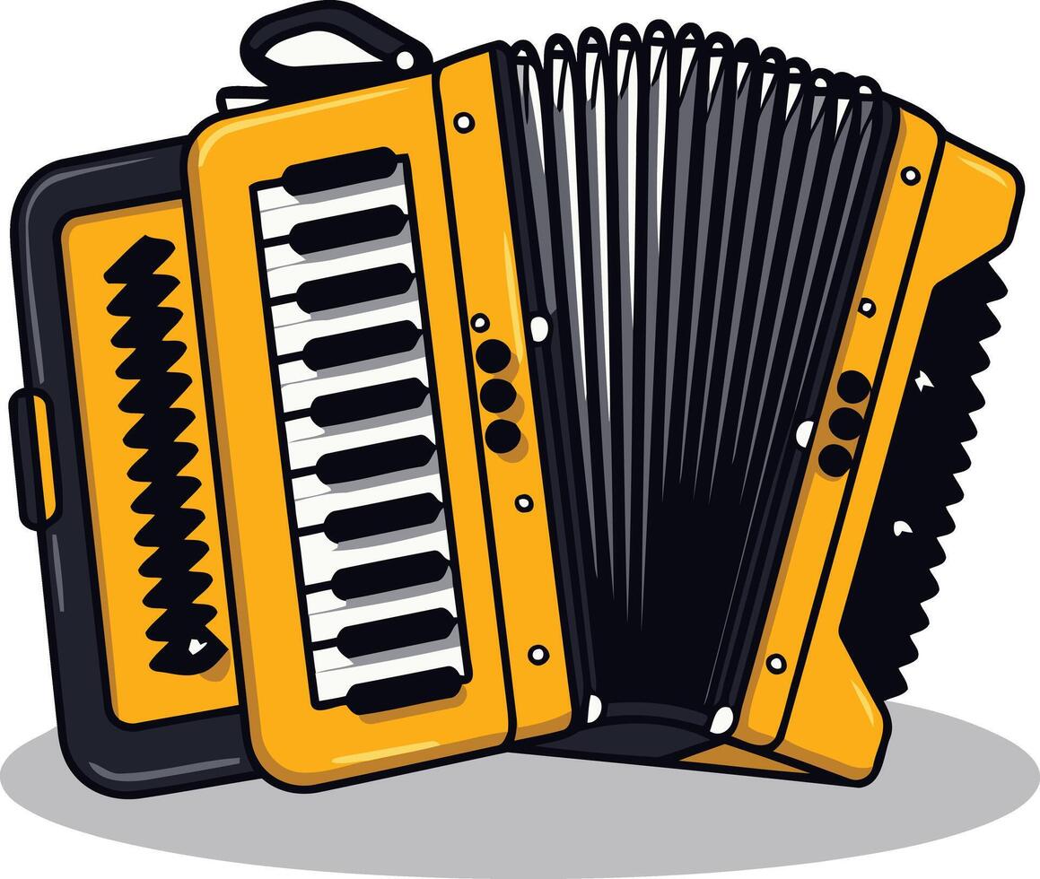 Yellow Accordion with Black Keys vector