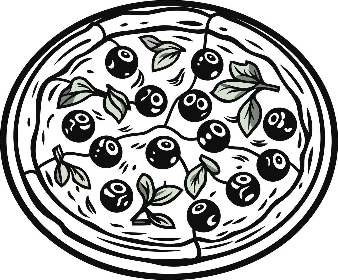 Blueberry Pizza Illustration vector