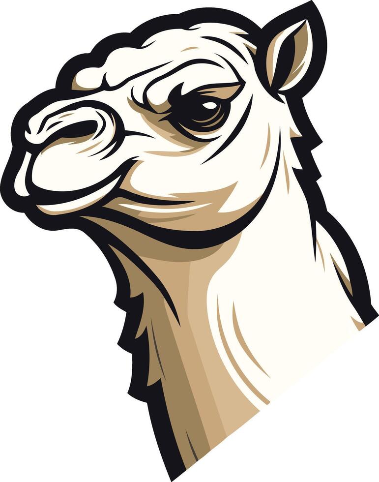 Camel Head Illustration in Black and White vector