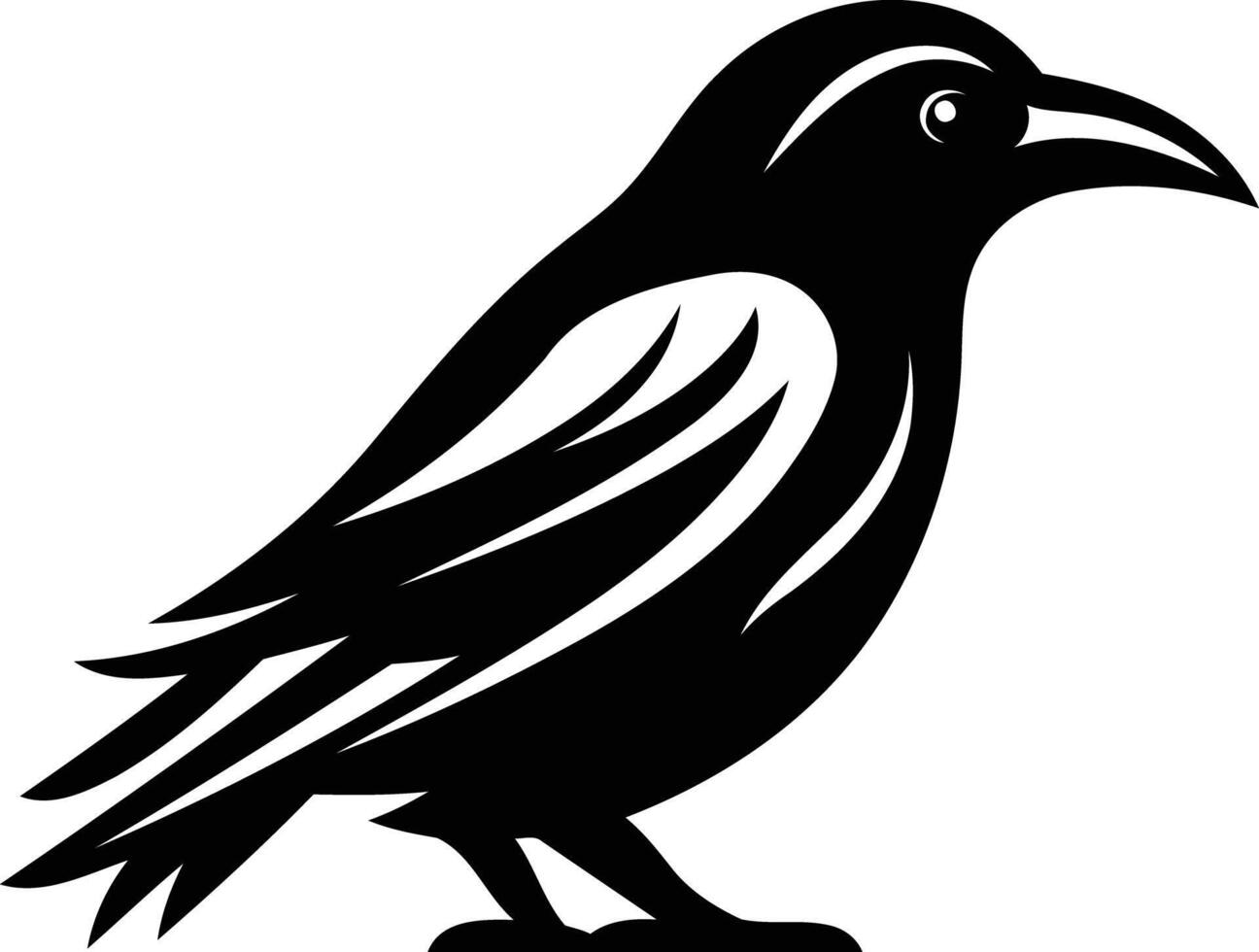 Simple black and white illustration of a crow, perfect for logo design, branding, or gothic themes vector