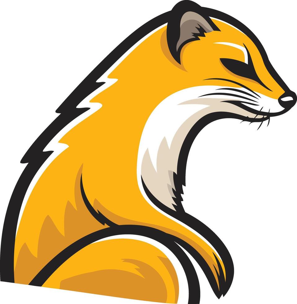Cartoon Illustration of a Yellow Weasel vector