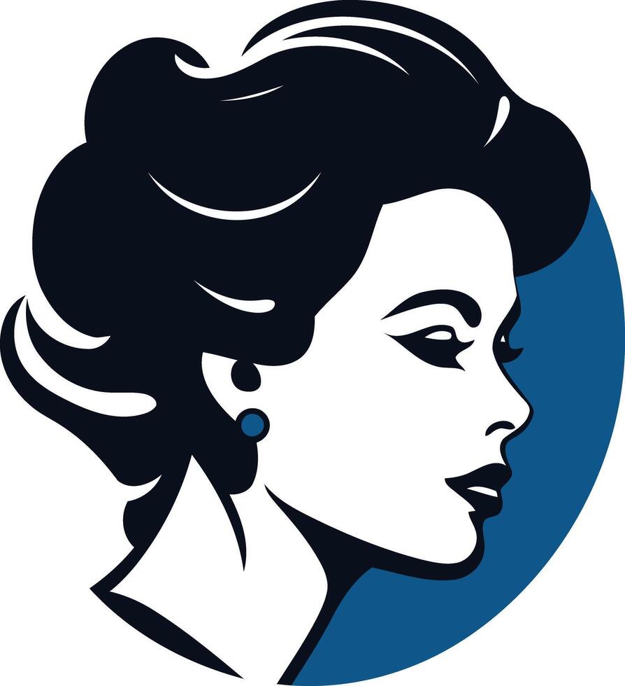 Elegant Woman in Profile with a Dark Hairstyle vector