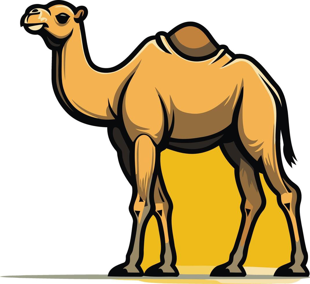 Camel Illustration with Yellow Background vector