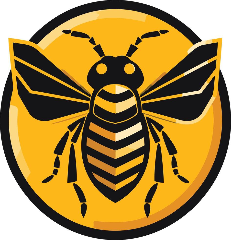 Stylized Bee Illustration in Yellow Circle vector