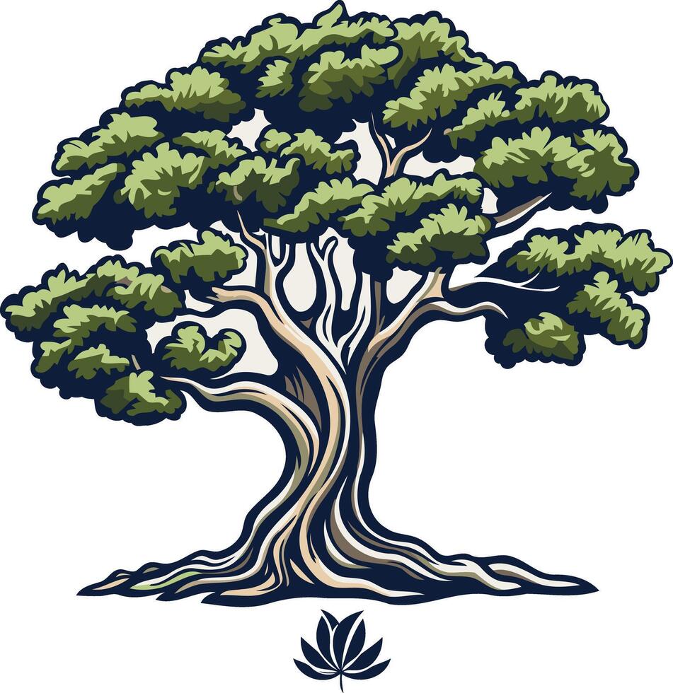 Detailed Illustration of a Large Tree with a Lush Canopy vector