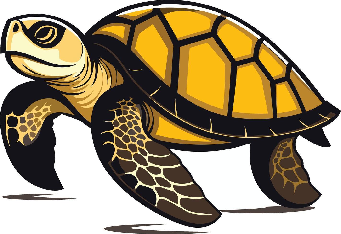 Sea Turtle Illustration in Yellow and Black vector