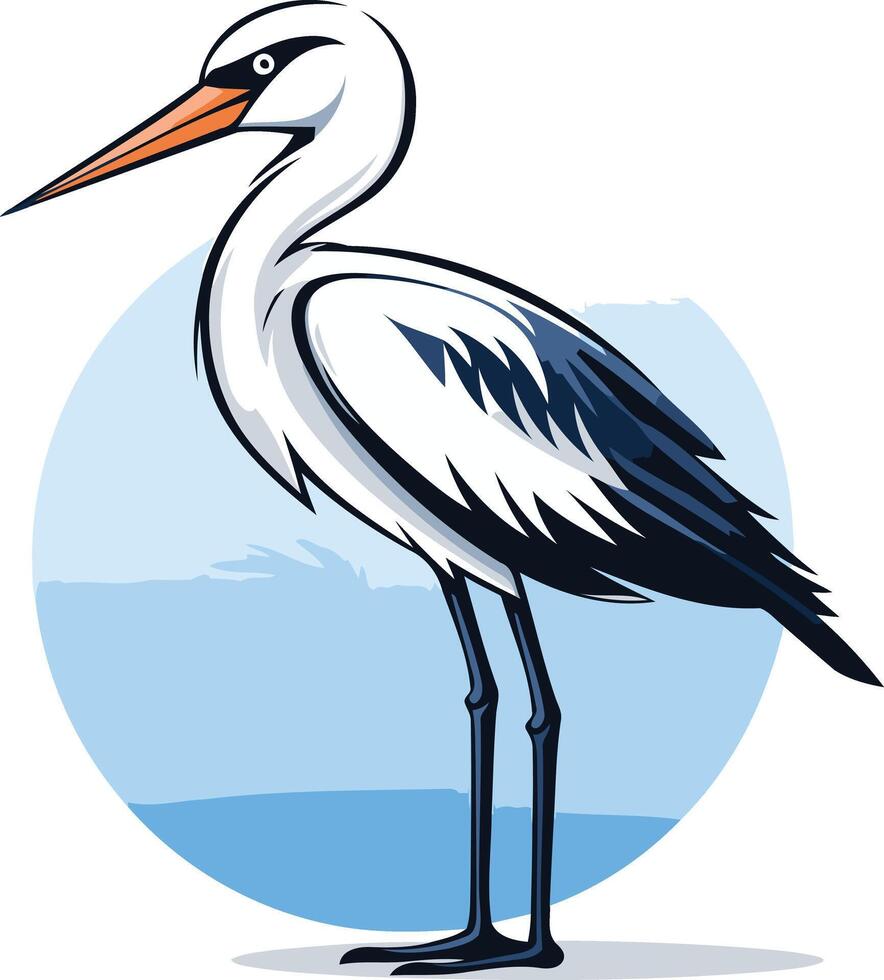 Cartoon Illustration of a White Heron vector