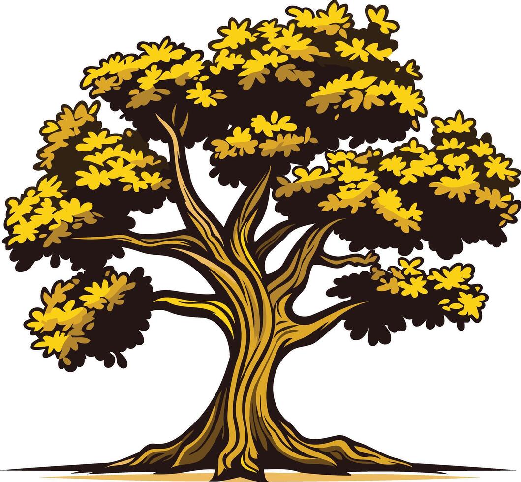 Golden Oak Tree Illustration vector