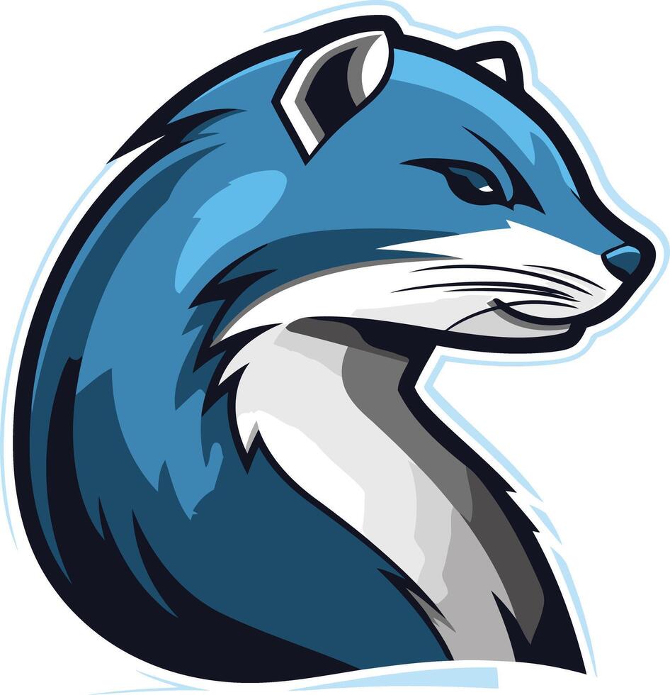 Blue and White Illustration of a Weasel vector