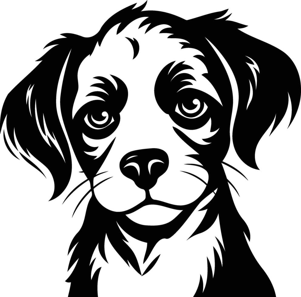 A simple yet striking black and white illustration of a dog's head vector