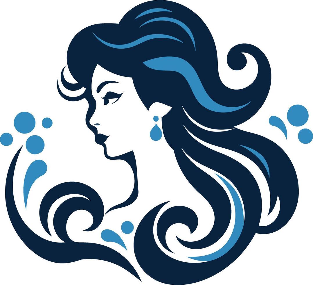 Stylized Portrait of a Woman with Flowing Hair vector