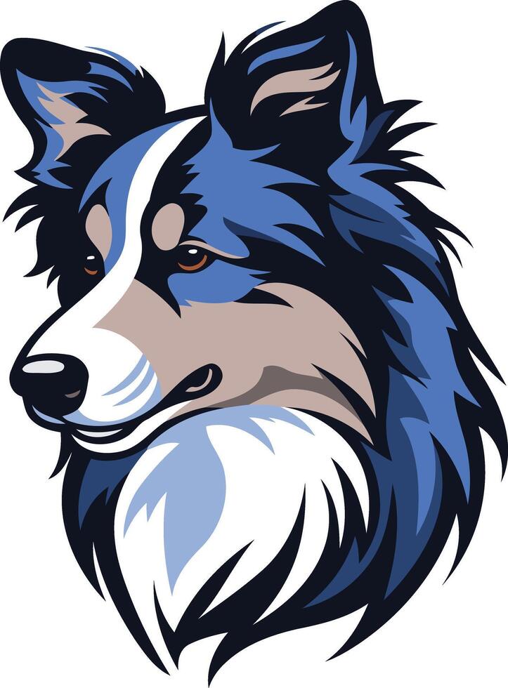 Blue and White Border Collie Portrait vector