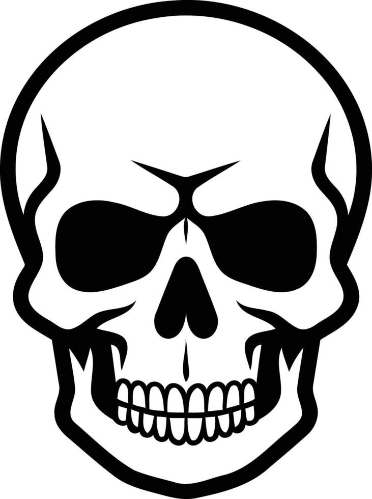 Simple yet powerful, this black and white skull illustration is a versatile design element for various projects vector