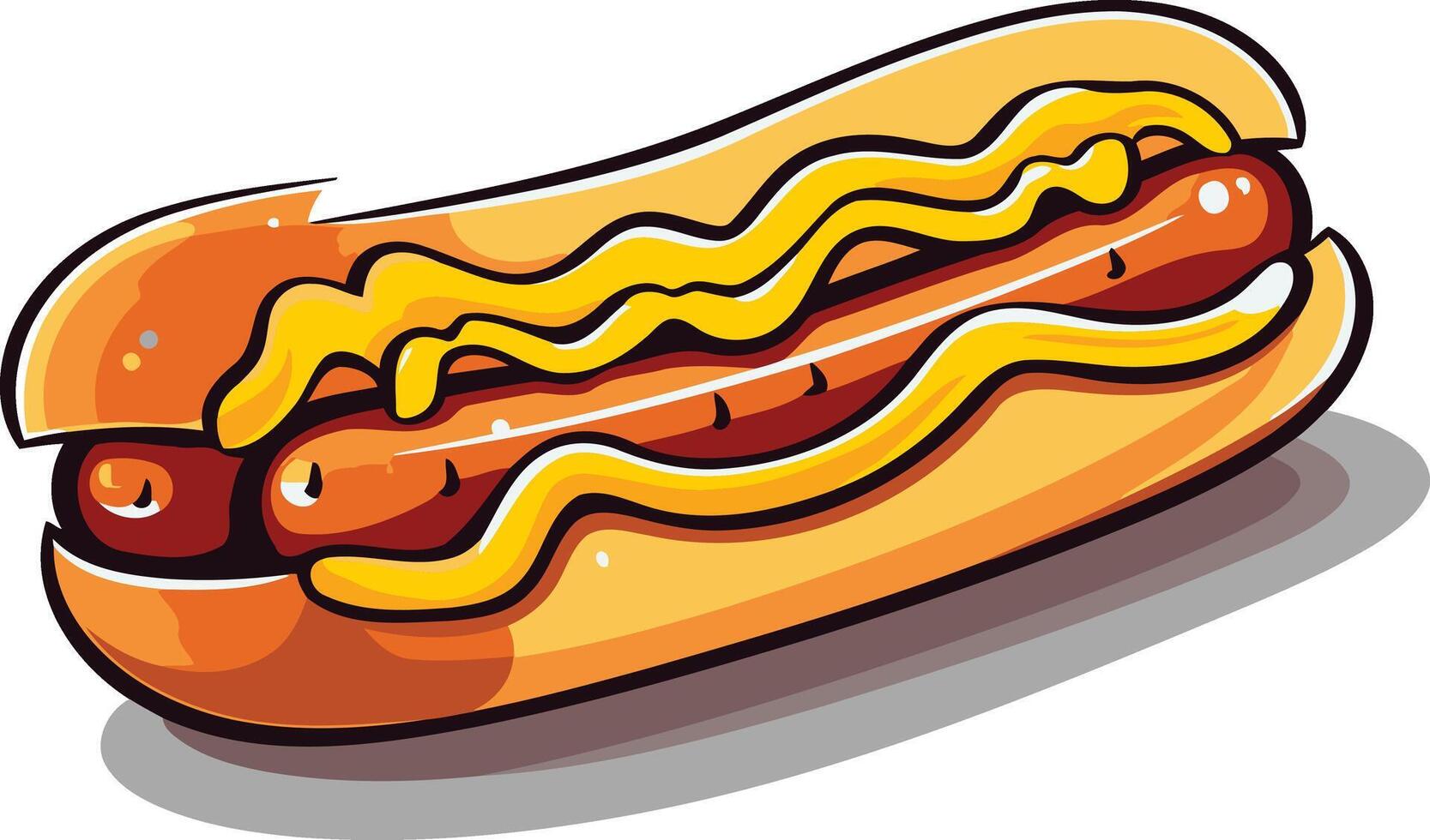 Cartoon Hot Dog with Mustard vector
