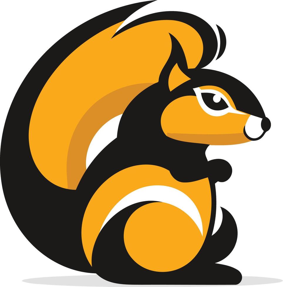 Cute Cartoon Squirrel with Black and Yellow Fur vector