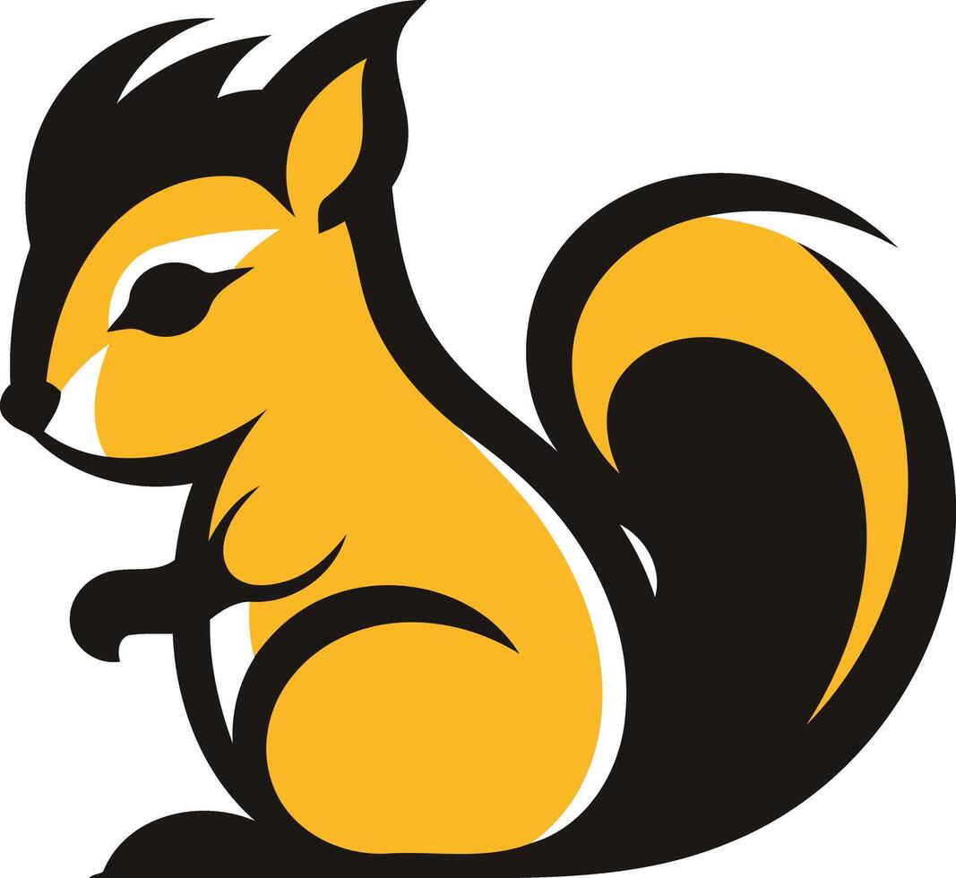 Cartoon Squirrel Sitting with Tail Behind vector