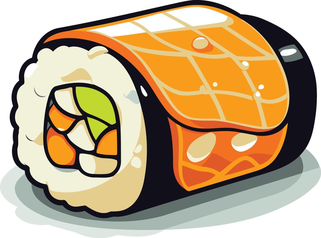 Cartoon Illustration of a Sushi Roll vector