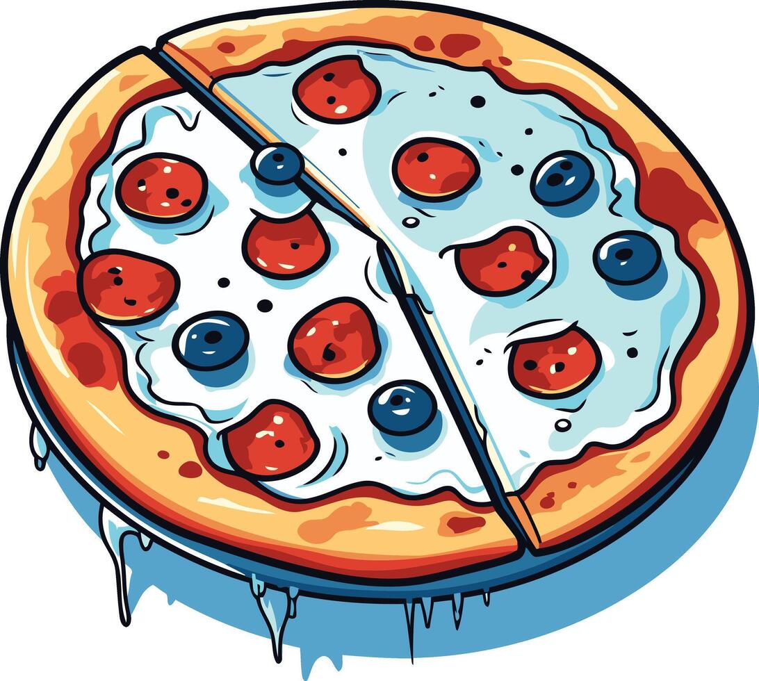 Pizza with Blueberry and Pepperoni Toppings vector