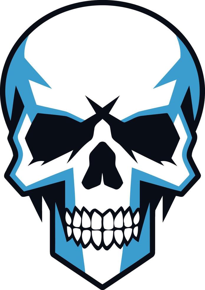 Blue and White Skull Graphic vector