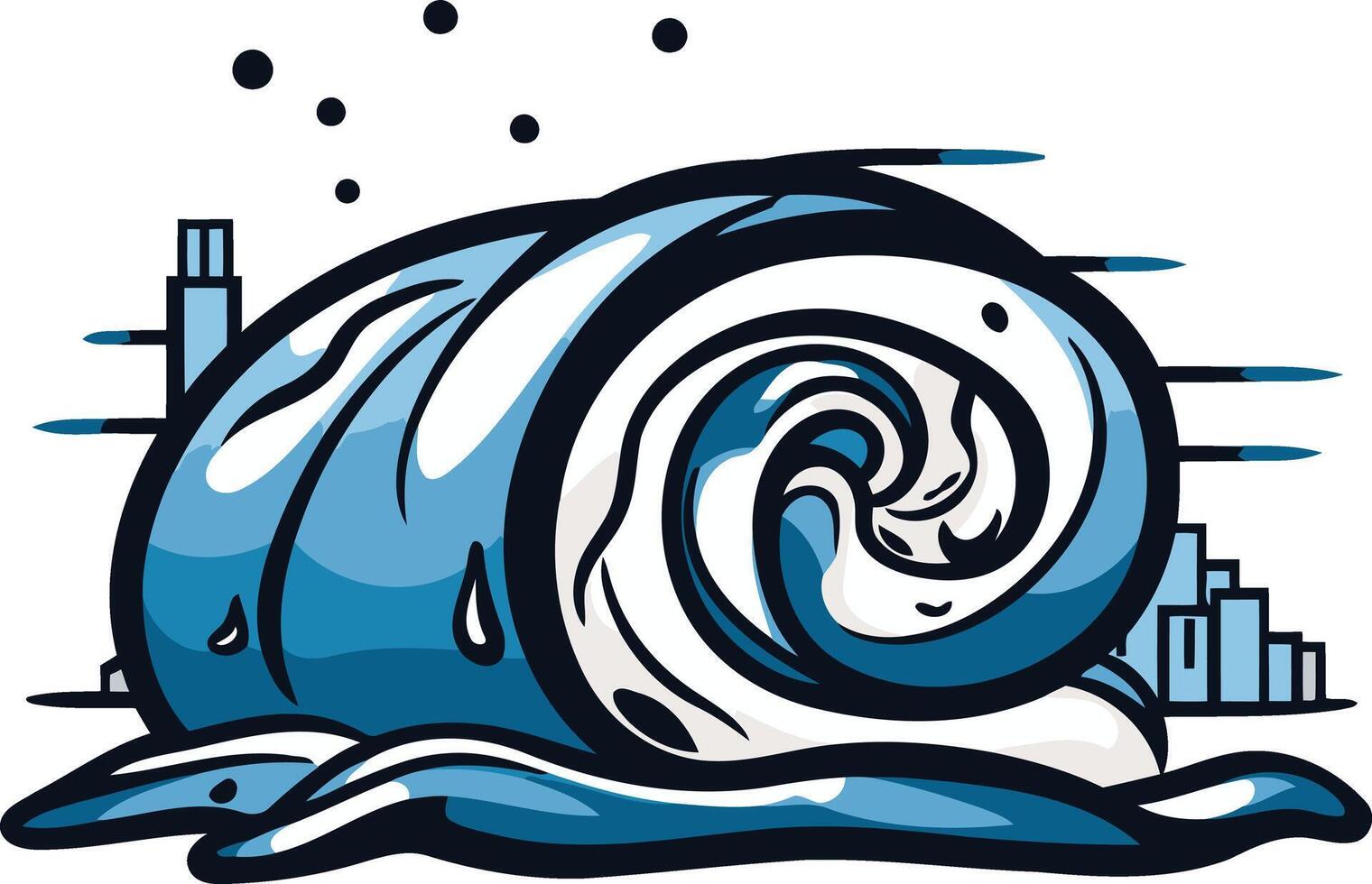 Giant Wave Crashing Over Cityscape vector