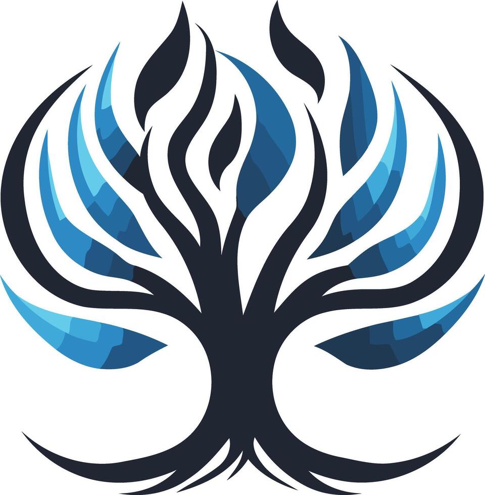 Abstract Tree Logo with Blue and Black Color Scheme vector