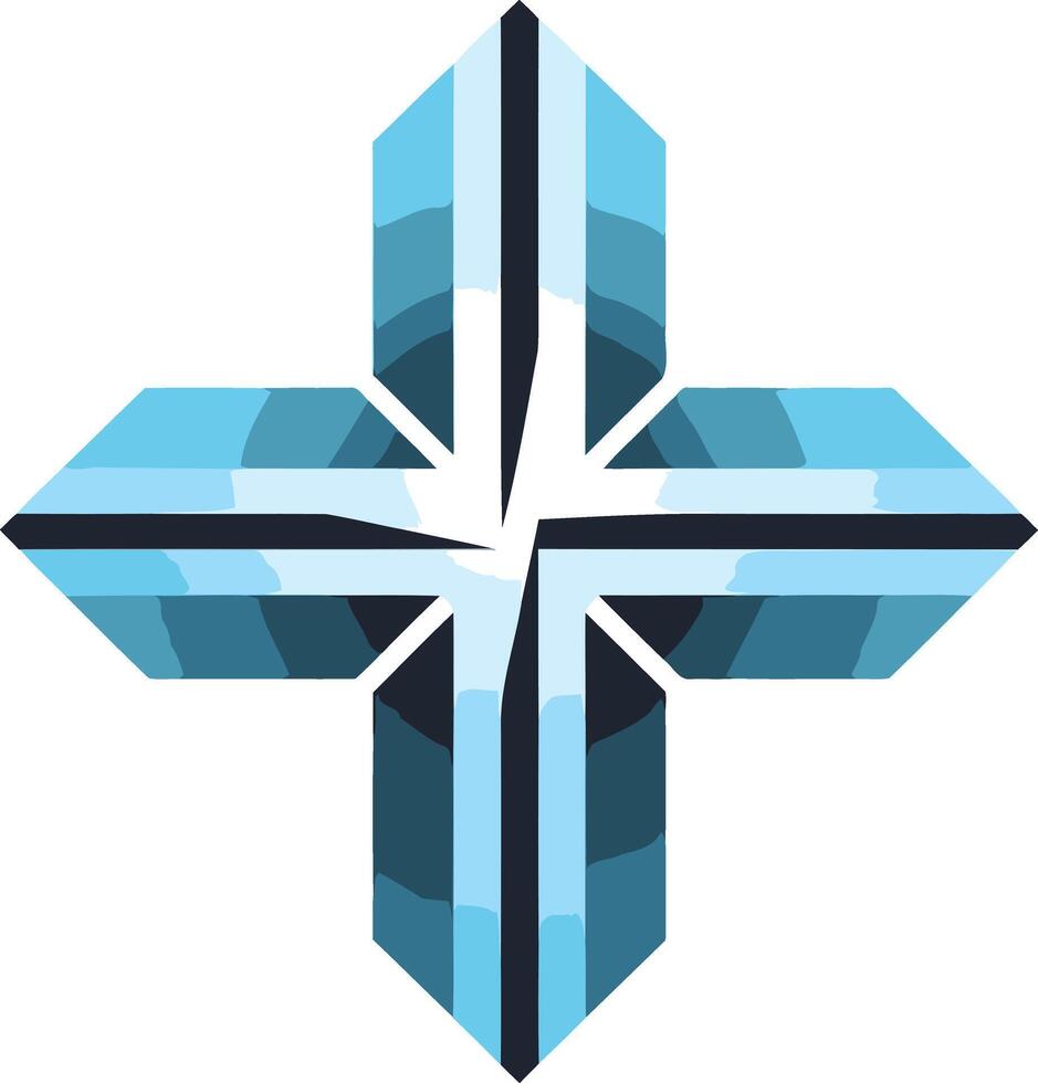 Abstract Cross with Blue and Black Gradient vector