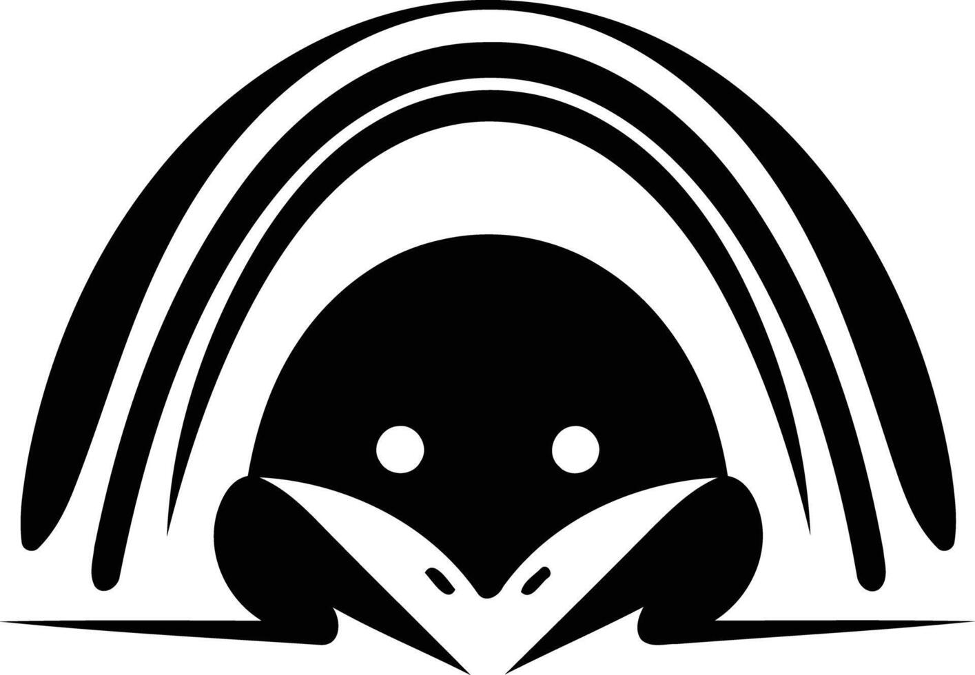 A stylized silhouette of a creature under an arched rainbow vector