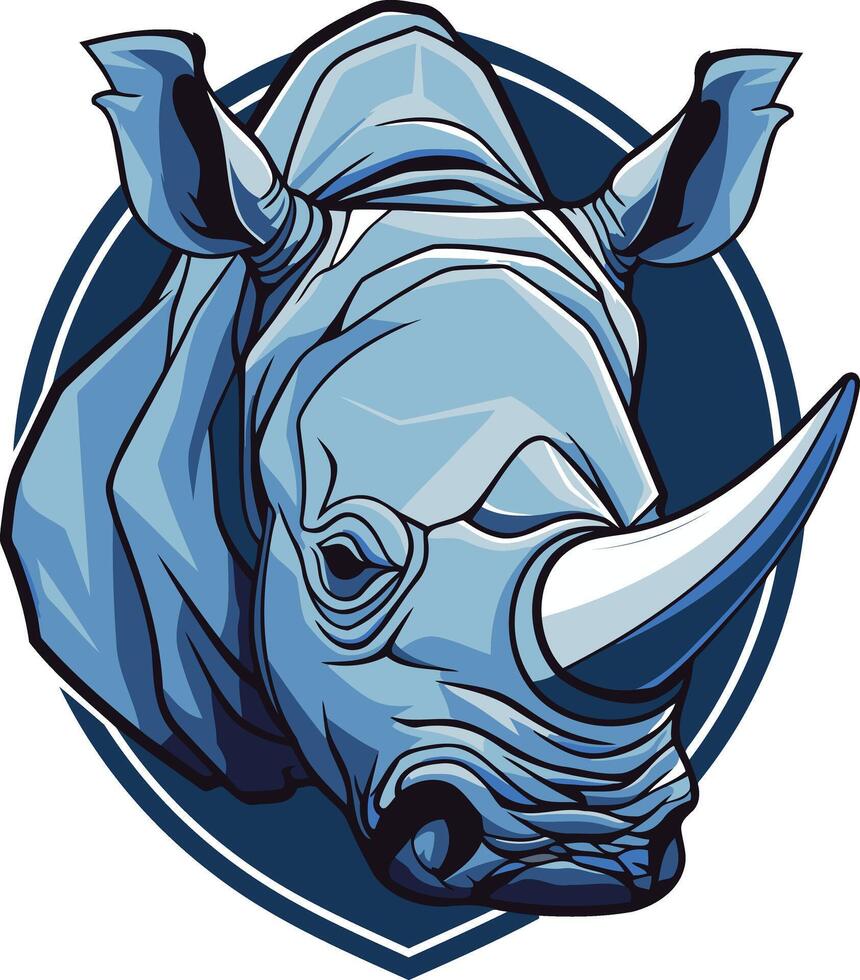 Blue Rhino Head Illustration vector