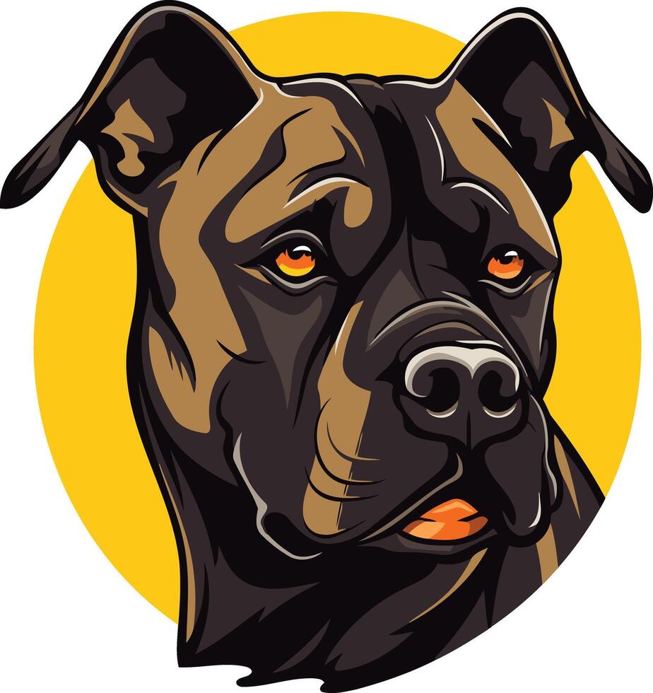 Portrait of a Powerful Black Dog vector