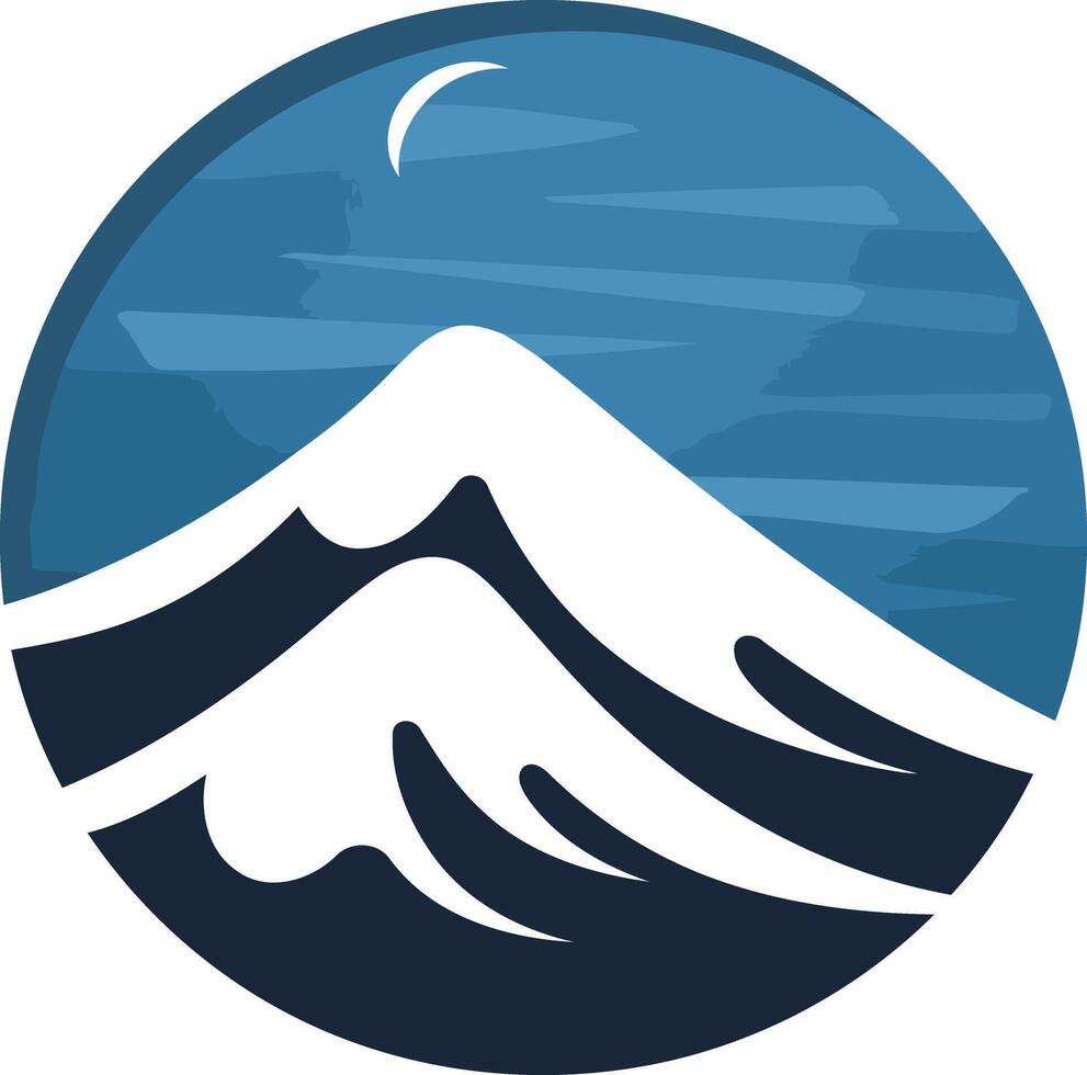 Mountain Peak Under a Crescent Moon vector