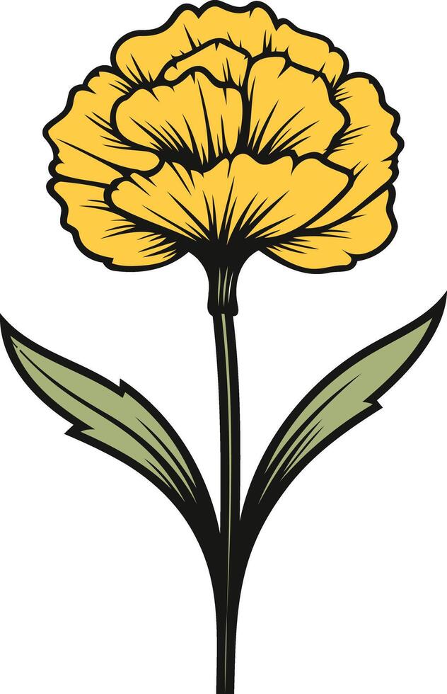 A Single Yellow Flower Illustration vector