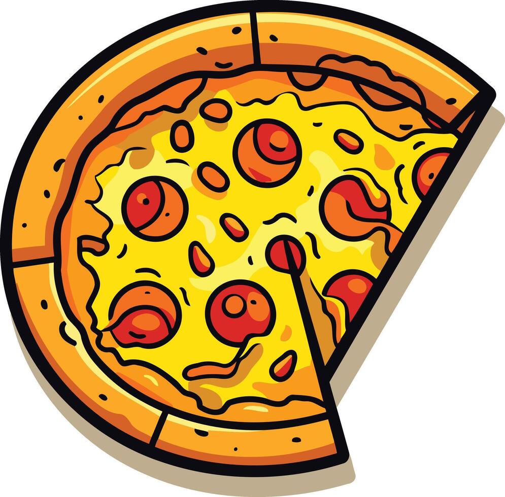 Delicious Pizza with One Slice Removed vector