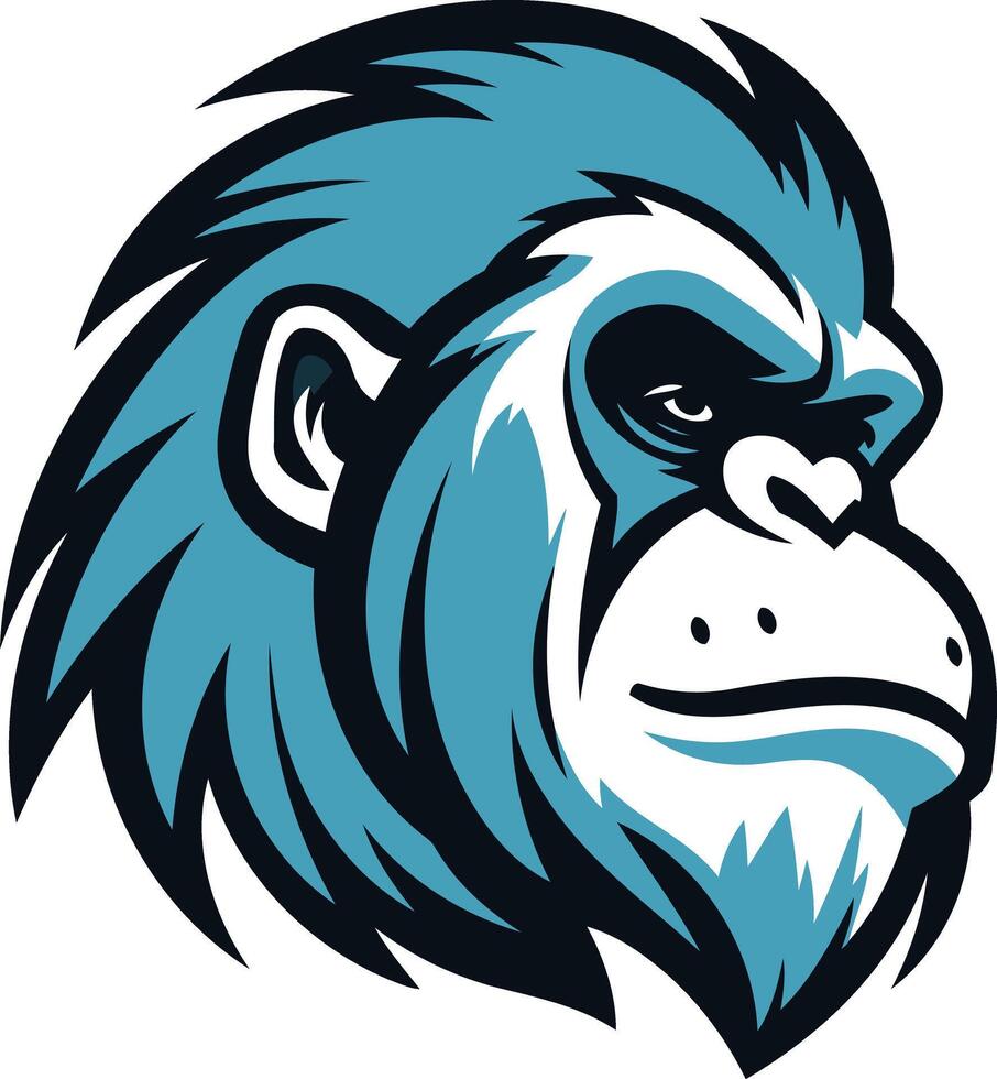 Powerful Blue Gorilla Mascot Head vector