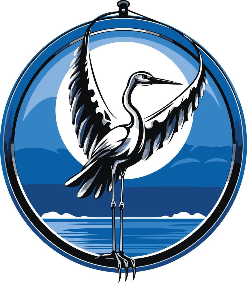 Heron Under Moonlight vector