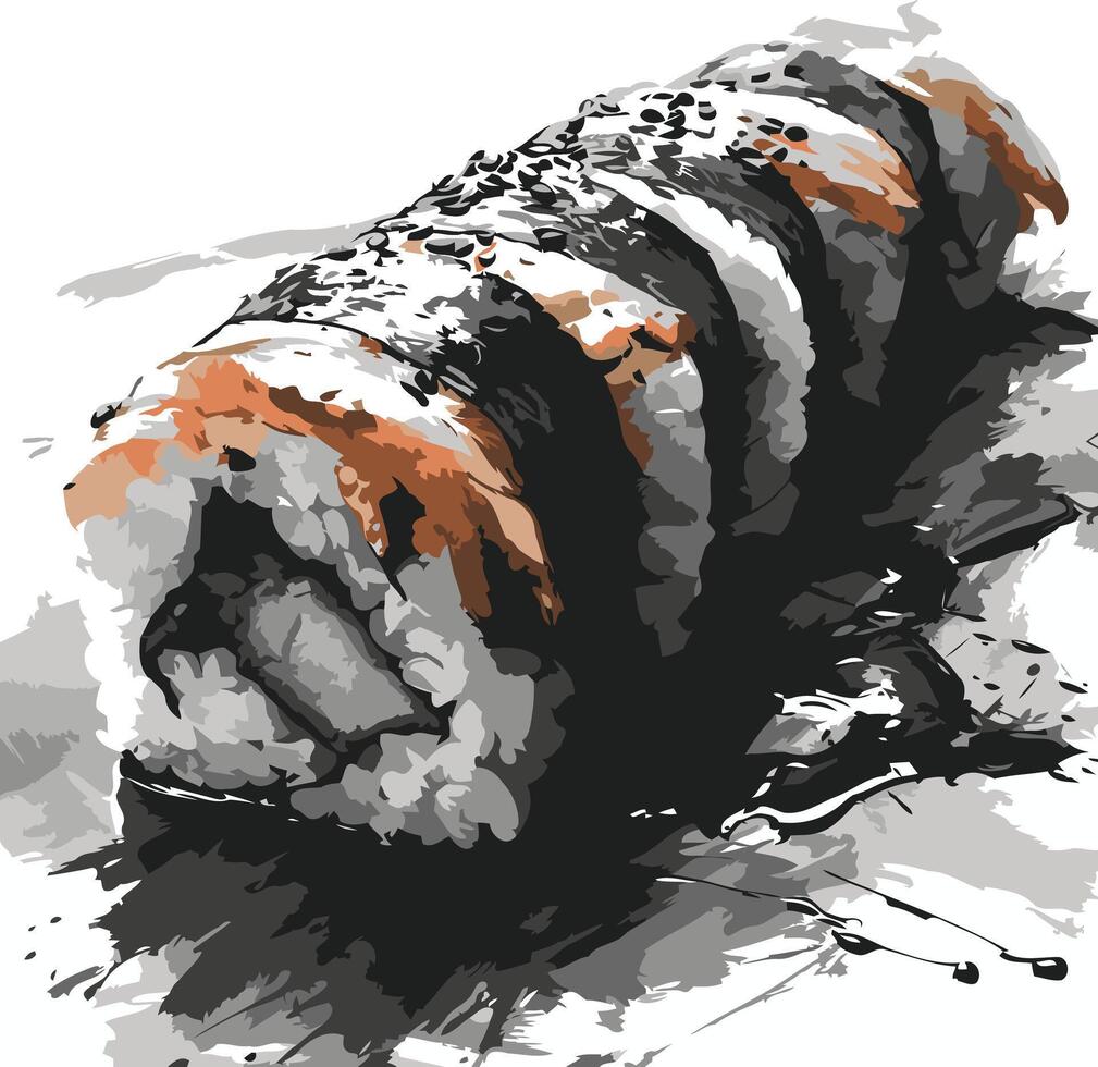 Sushi Roll with Sesame Seeds on a White Background vector